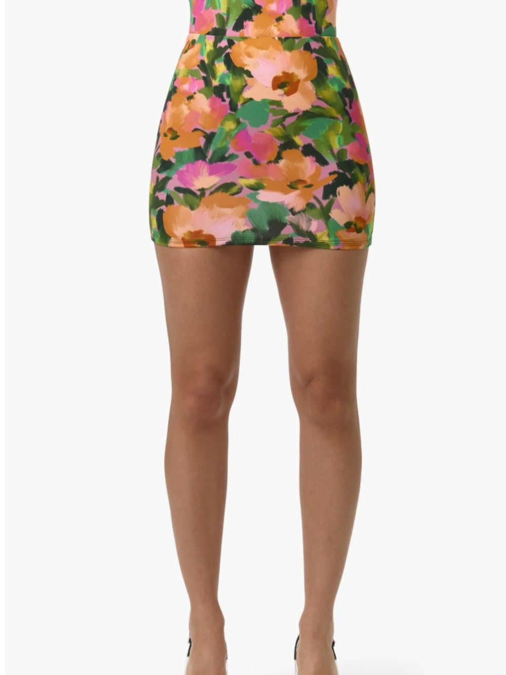 naked wardrobe Secret Garden Mini Skirt - Green & Pink floral Sz medium